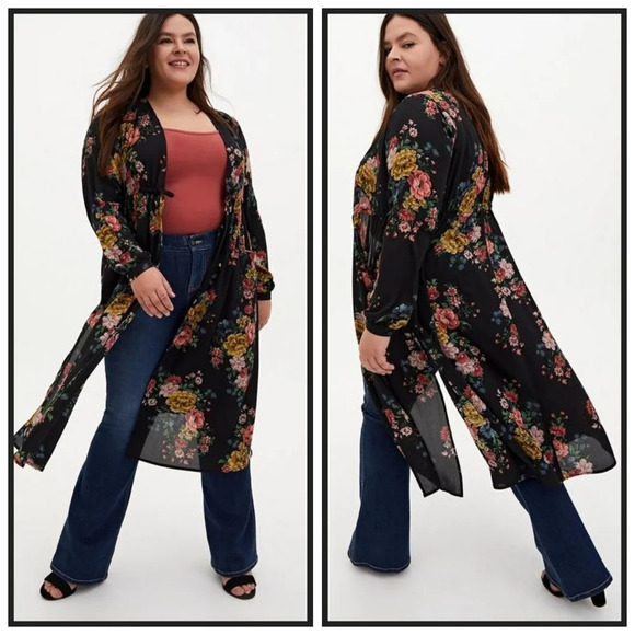 torrid Tops - Torrid Chiffon Tie Waist Kimono Size 3